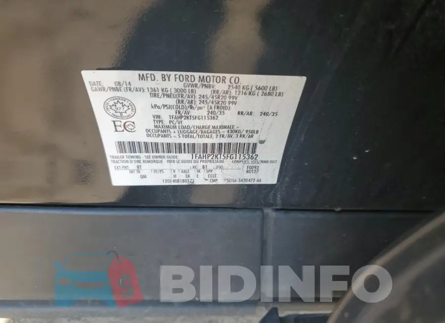 1FAHP2KT5FG115362 Photo# 12