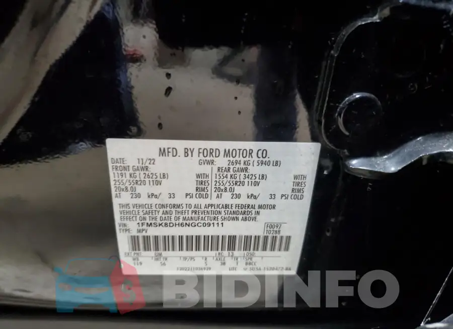 1FMSK8DH6NGC09111 Photo# 13