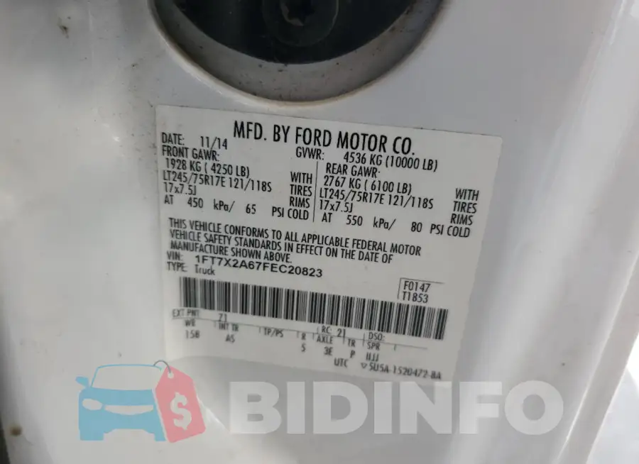 1FT7X2A67FEC20823 Photo# 12