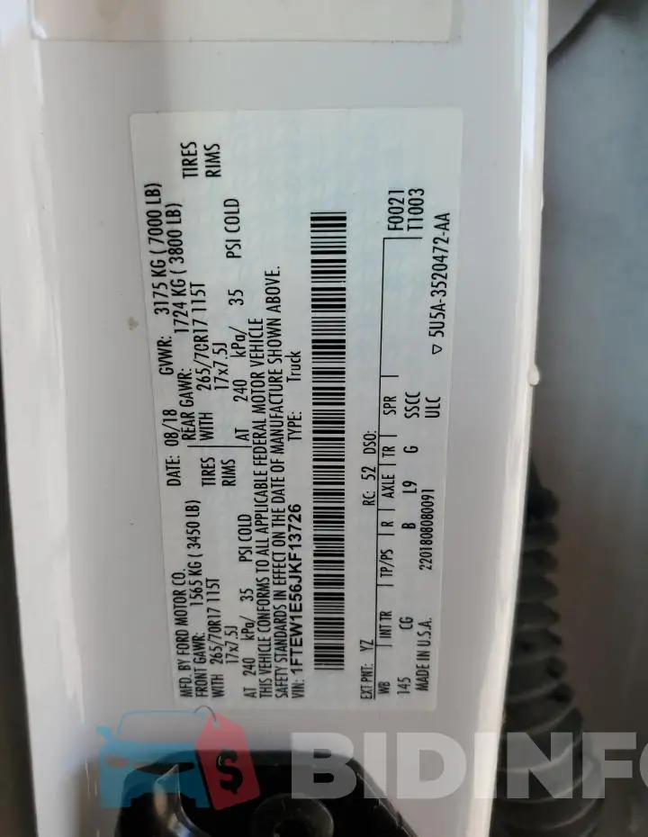 1FTEW1E56JKF13726 Photo# 12