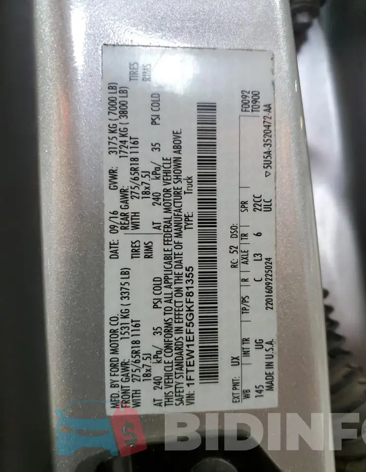 1FTEW1EF5GKF81355 Photo# 12