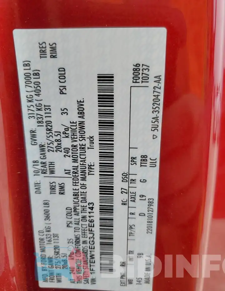 1FTEW1EG3JFE61143 Photo# 12