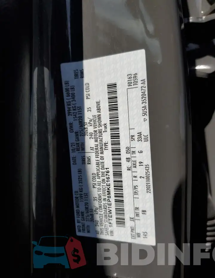 1FTEW1EP8MKE16761 Photo# 12