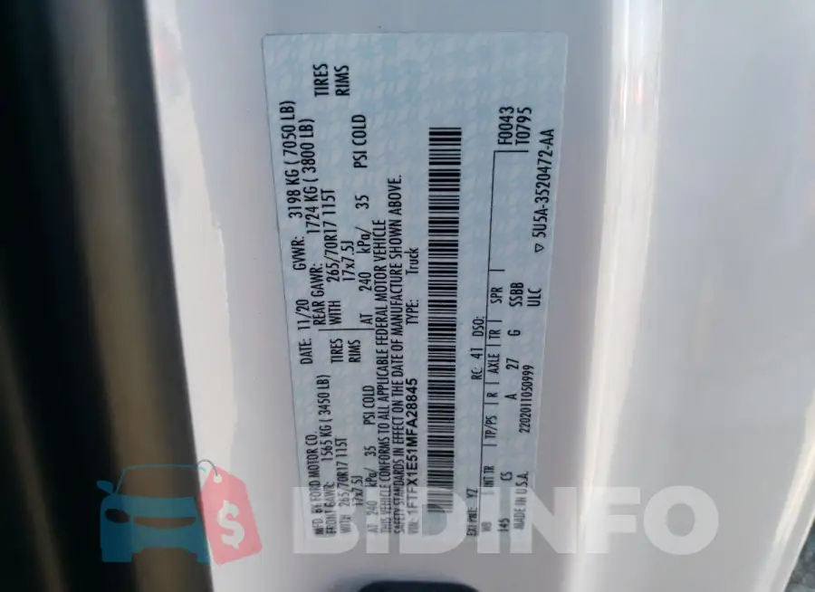 1FTFX1E51MFA28845 Photo# 13