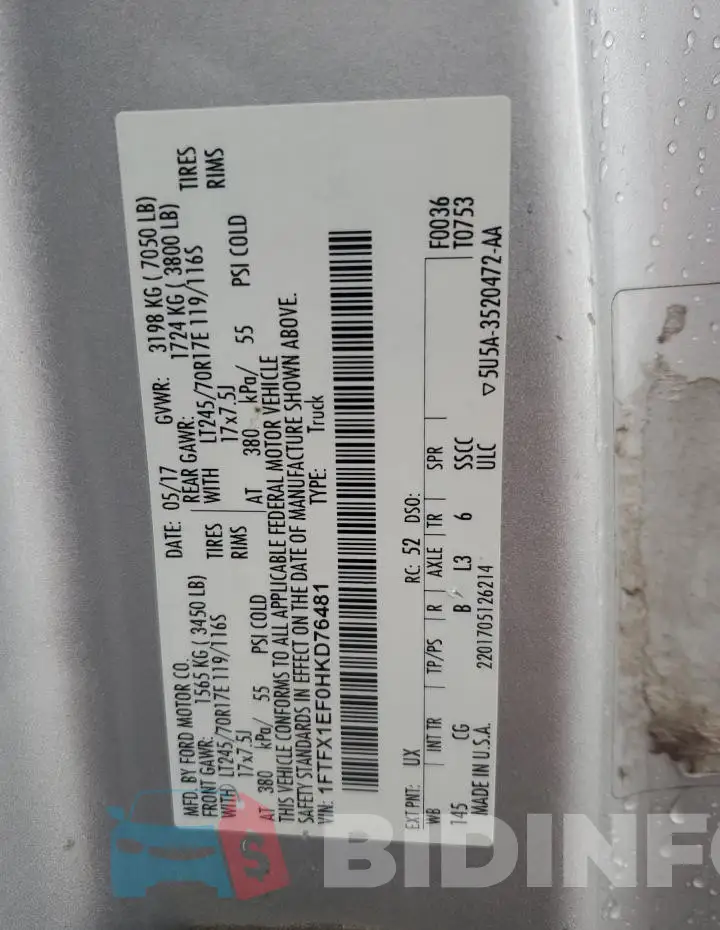 1FTFX1EF0HKD76481 Photo# 12