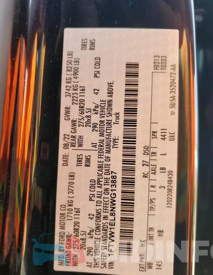 1FTVW1EL8NWG13887 Photo# 12