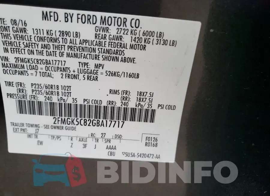 2FMGK5C82GBA17717 Photo# 13