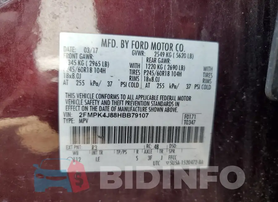 2FMPK4J88HBB79107 Photo# 14