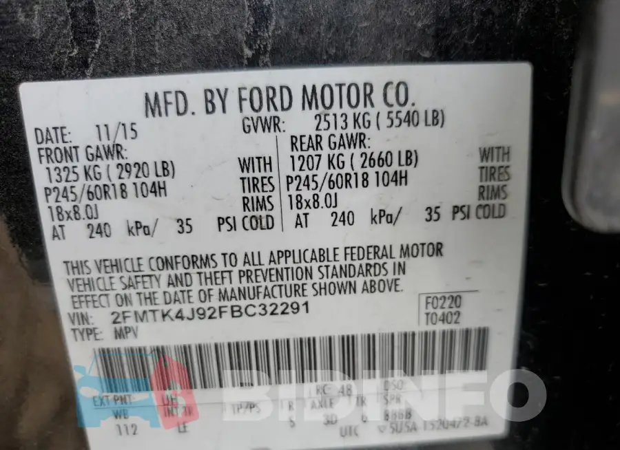 2FMTK4J92FBC32291 Photo# 12