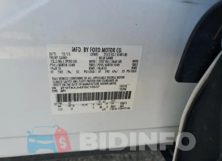 2FMTK4J98FBC10537 Photo# 13