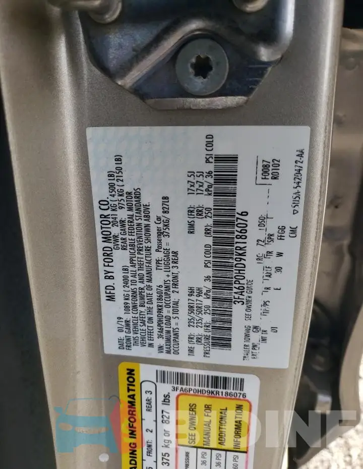 3FA6P0HD9KR186076 Photo# 12