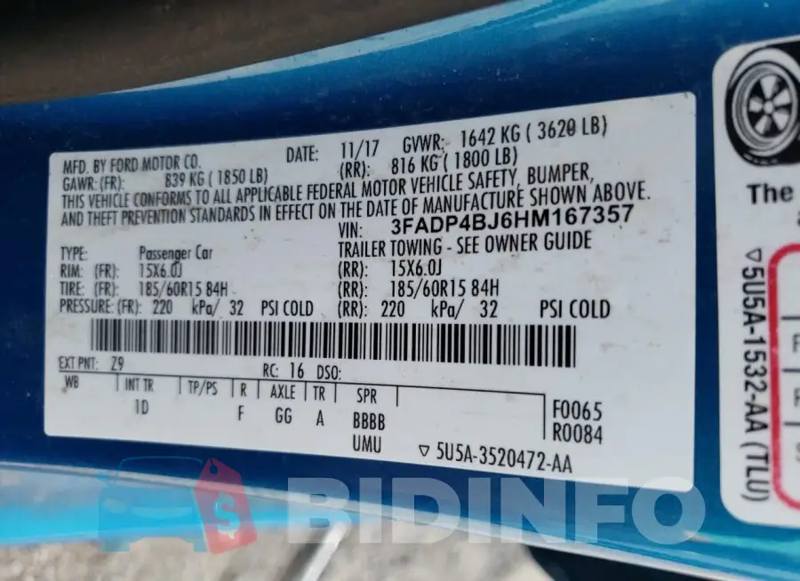 3FADP4BJ6HM167357 Photo# 12