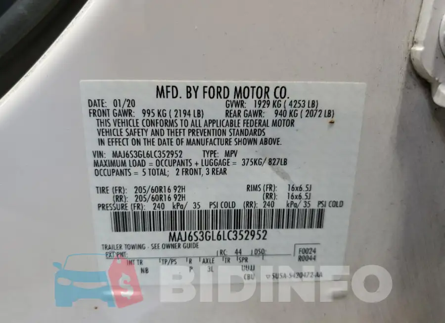 MAJ6S3GL6LC352952 Photo# 14