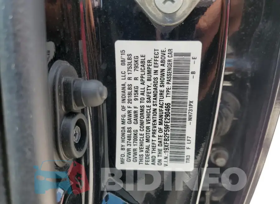 19XFB2F59FE290466 Photo# 13
