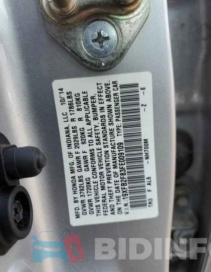 19XFB2F83FE009109 Photo# 13