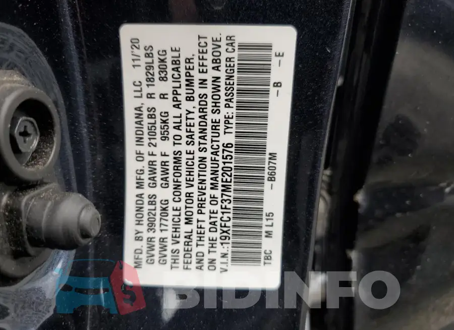19XFC1F37ME201576 Photo# 12