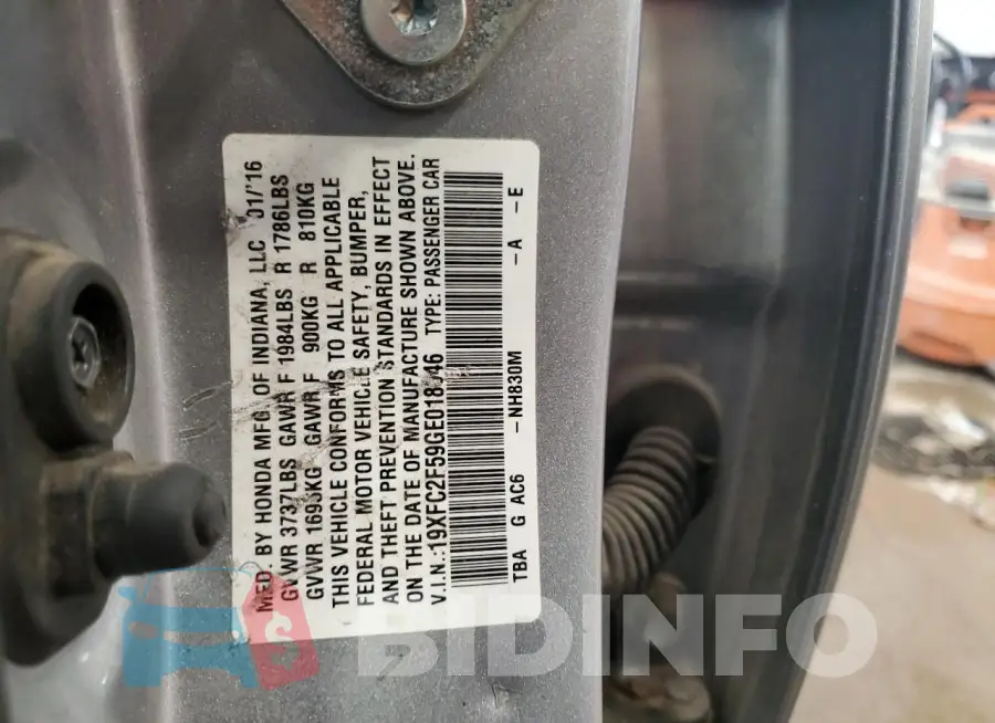 19XFC2F59GE018546 Photo# 12