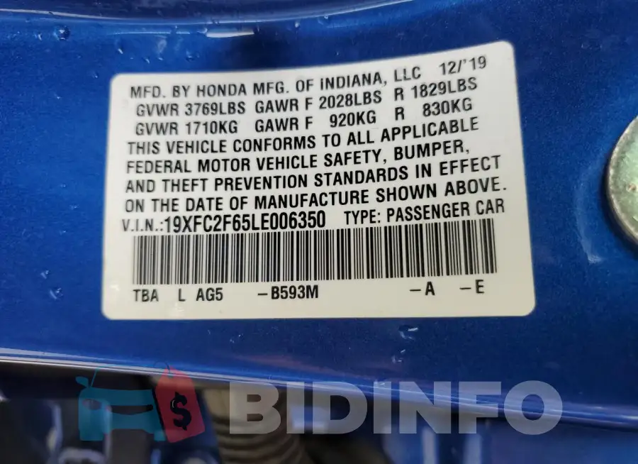 19XFC2F65LE006350 Photo# 12