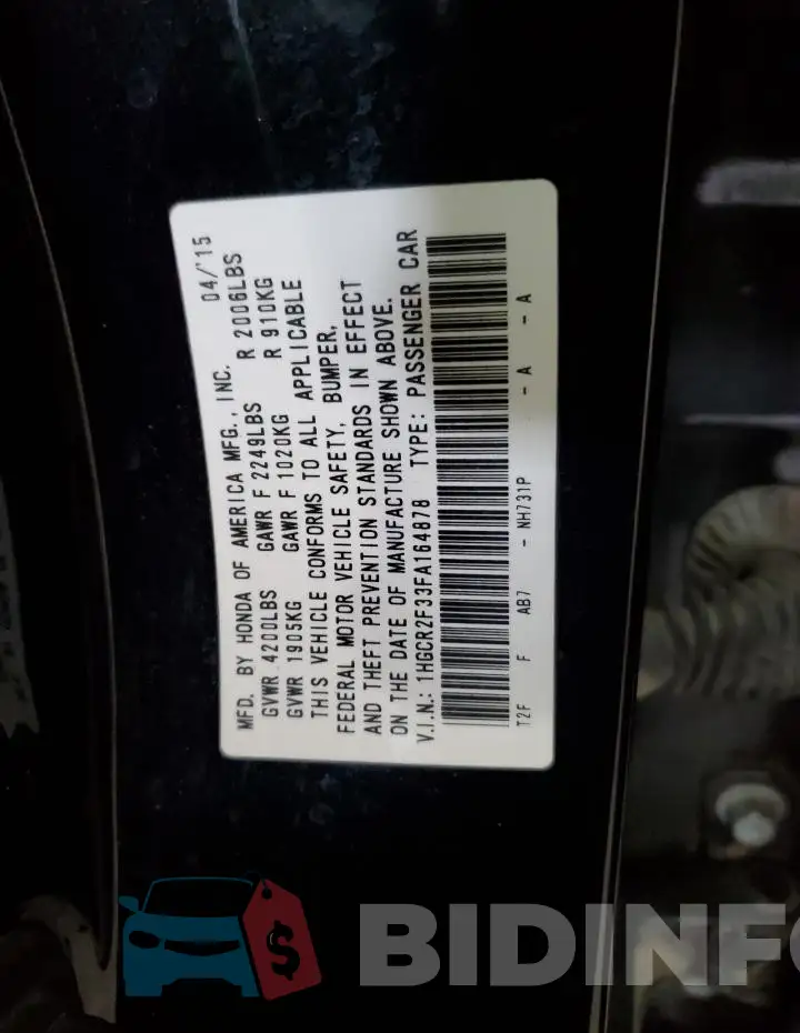 1HGCR2F33FA164878 Photo# 12