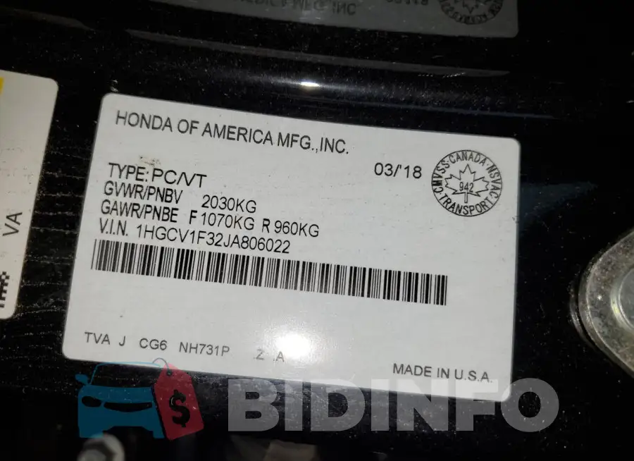 1HGCV1F32JA806022 Photo# 12