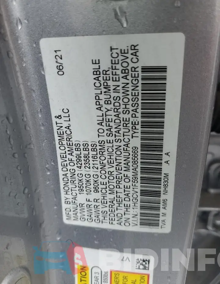 1HGCV1F59MA085669 Photo# 12
