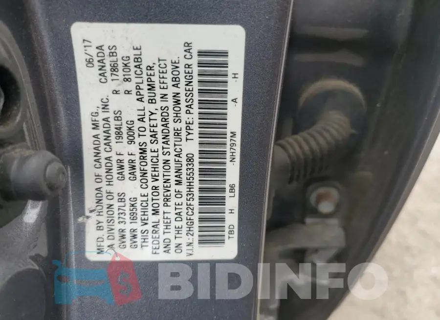 2HGFC2F53HH553380 Photo# 12