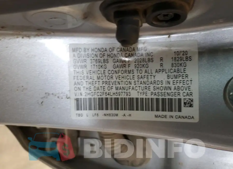 2HGFC2F64LH597793 Photo# 12