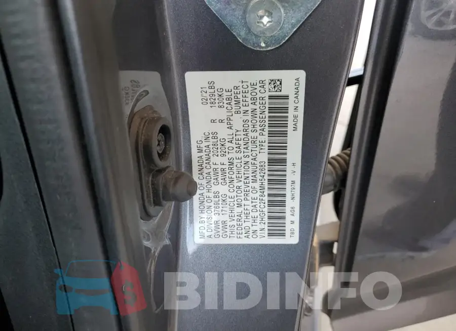2HGFC2F84MH542683 Photo# 12