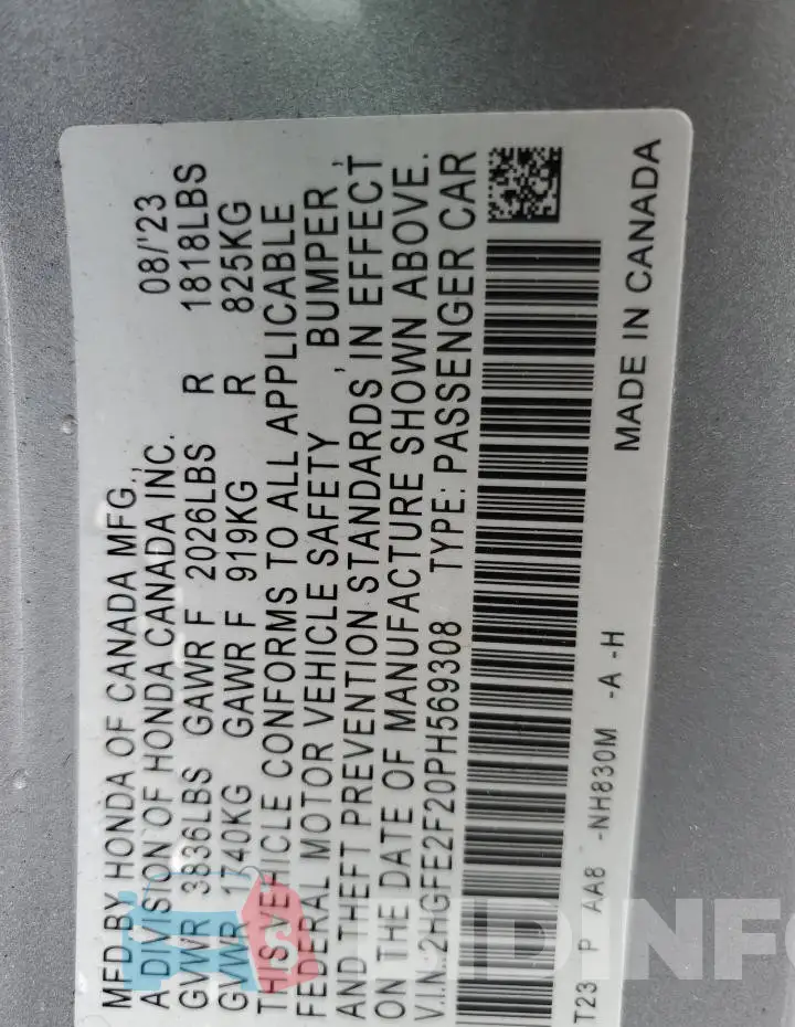 2HGFE2F20PH569308 Photo# 12