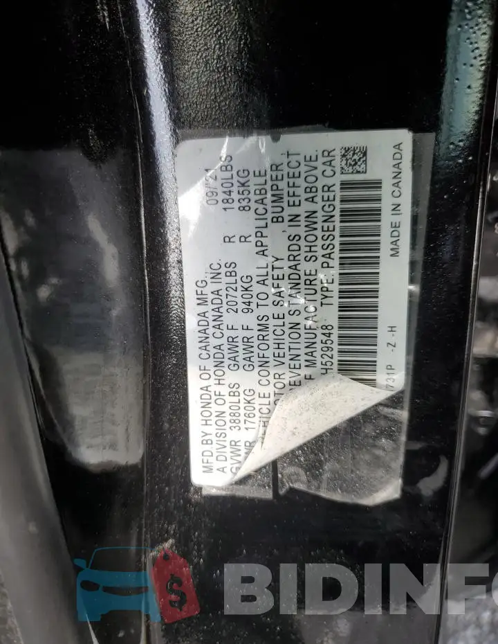 2HGFE2F58NH529548 Photo# 12