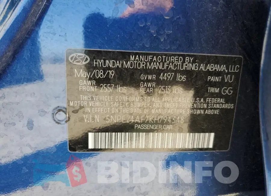5NPE24AF7KH794348 Photo# 12