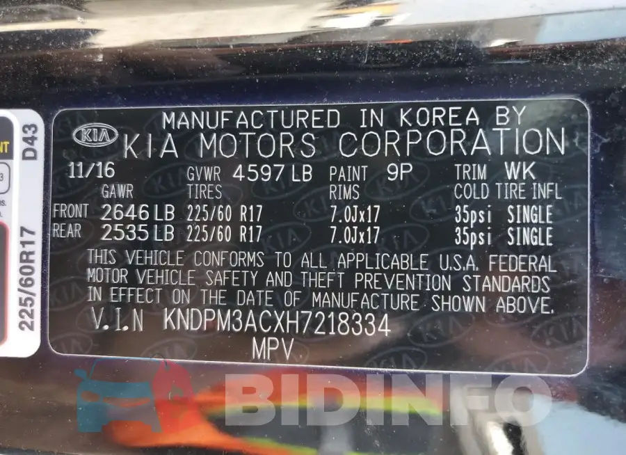 KNDPM3ACXH7218334 Photo# 14