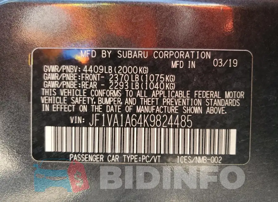 JF1VA1A64K9824485 Photo# 12