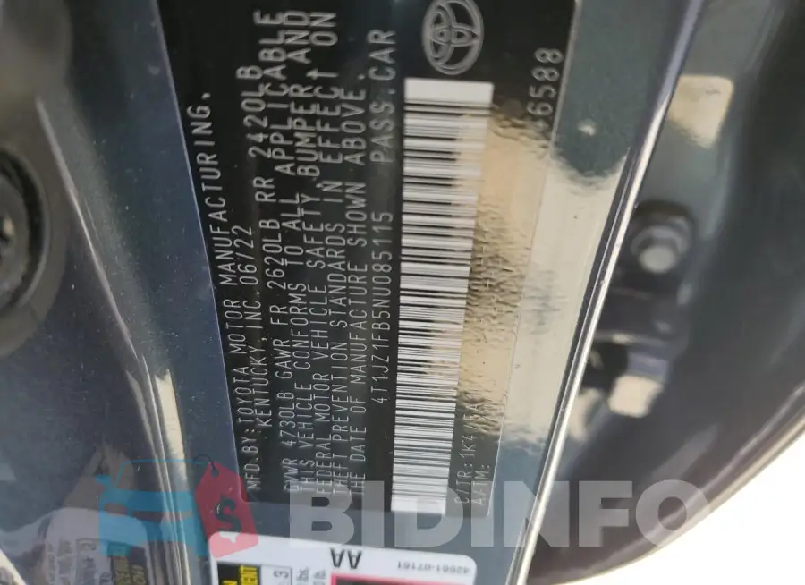 4T1JZ1FB5NU085115 Photo# 12