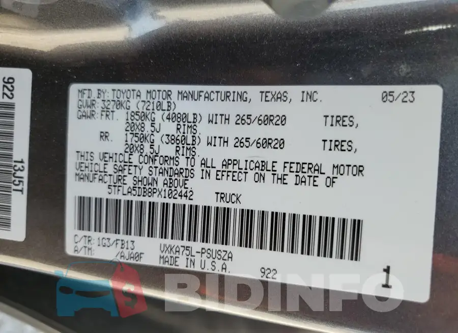 5TFLA5DB8PX102442 Photo# 12