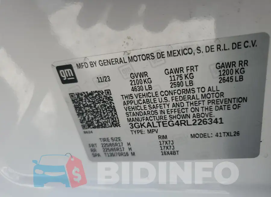 3GKALTEG4RL226341 Photo# 13