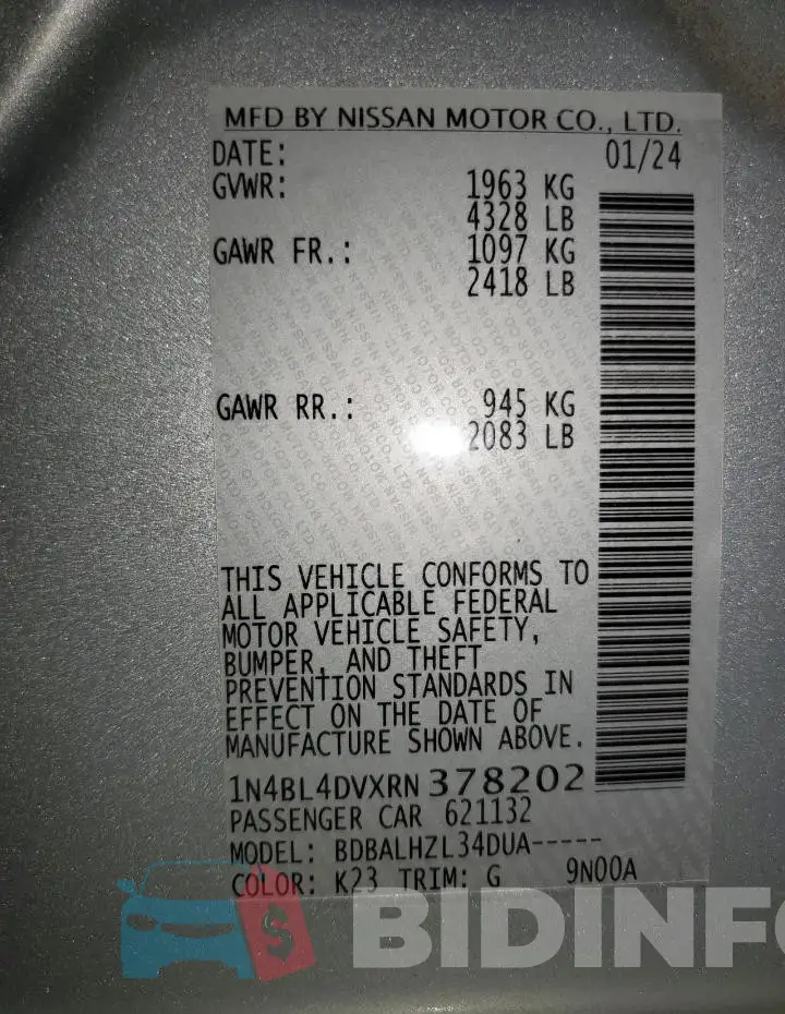 1N4BL4DVXRN378202 Photo# 13