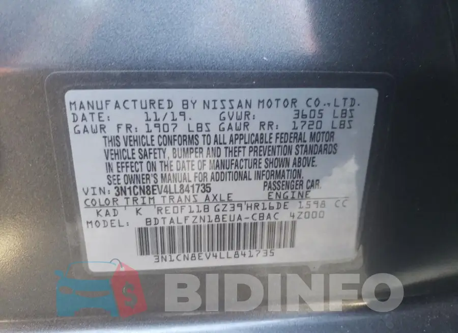 3N1CN8EV4LL841735 Photo# 13