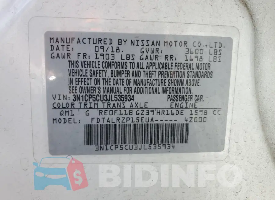 3N1CP5CU3JL535934 Photo# 13