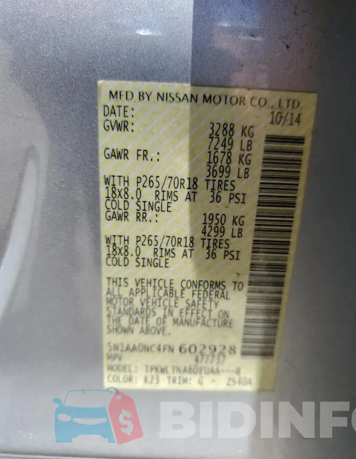 5N1AA0NC4FN602928 Photo# 13