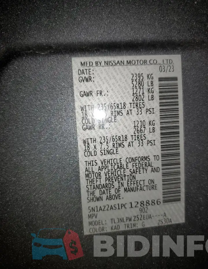 5N1AZ2AS1PC128886 Photo# 14