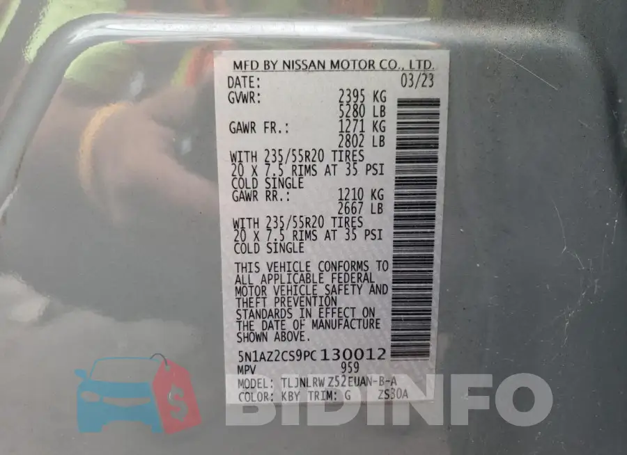 5N1AZ2CS9PC130012 Photo# 14