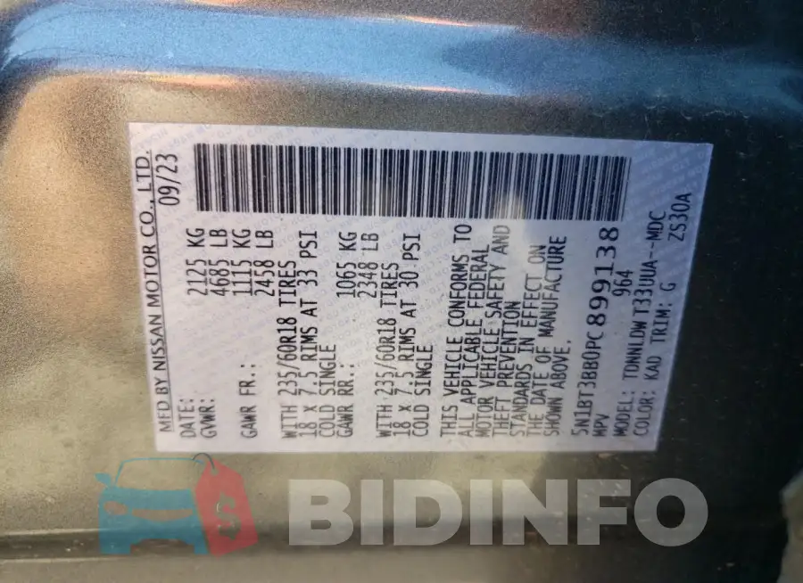 5N1BT3BB0PC899138 Photo# 13