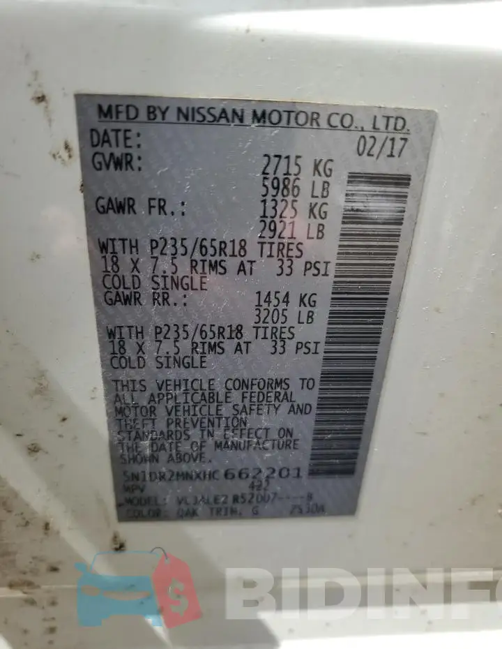 5N1DR2MNXHC662201 Photo# 14