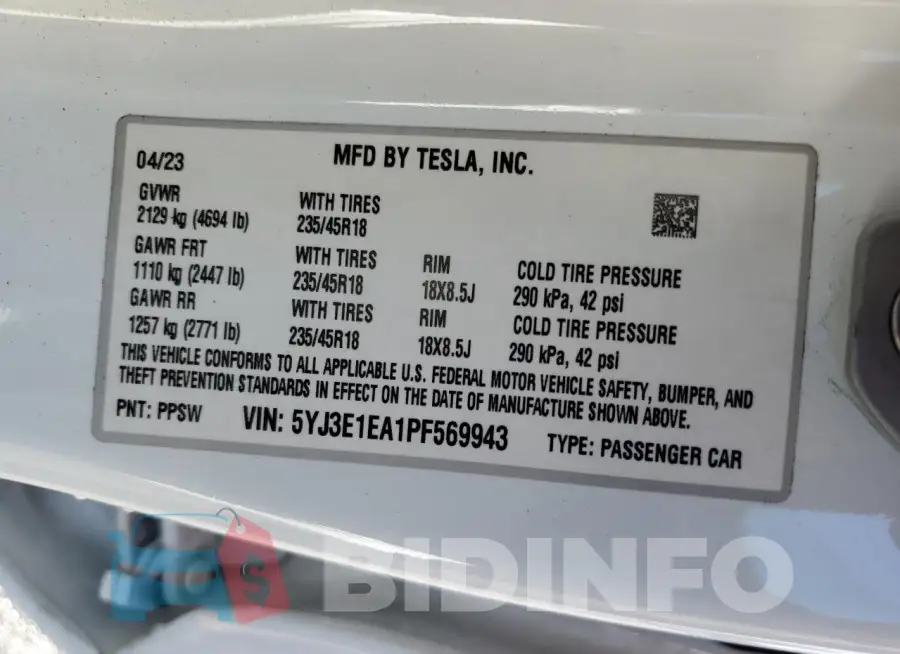 5YJ3E1EA1PF569943 Photo# 12