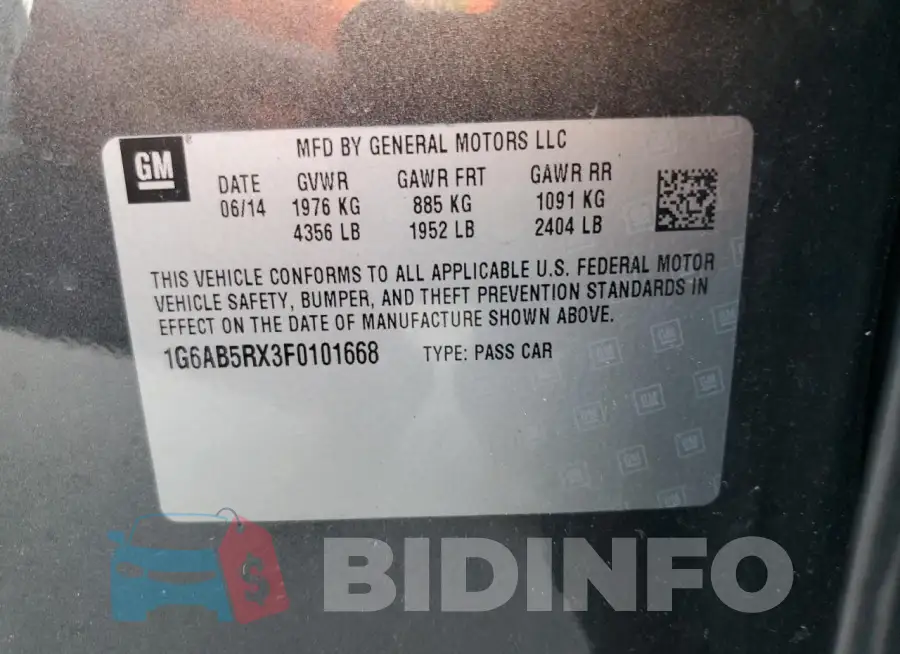 1G6AB5RX3F0101668 Photo# 13