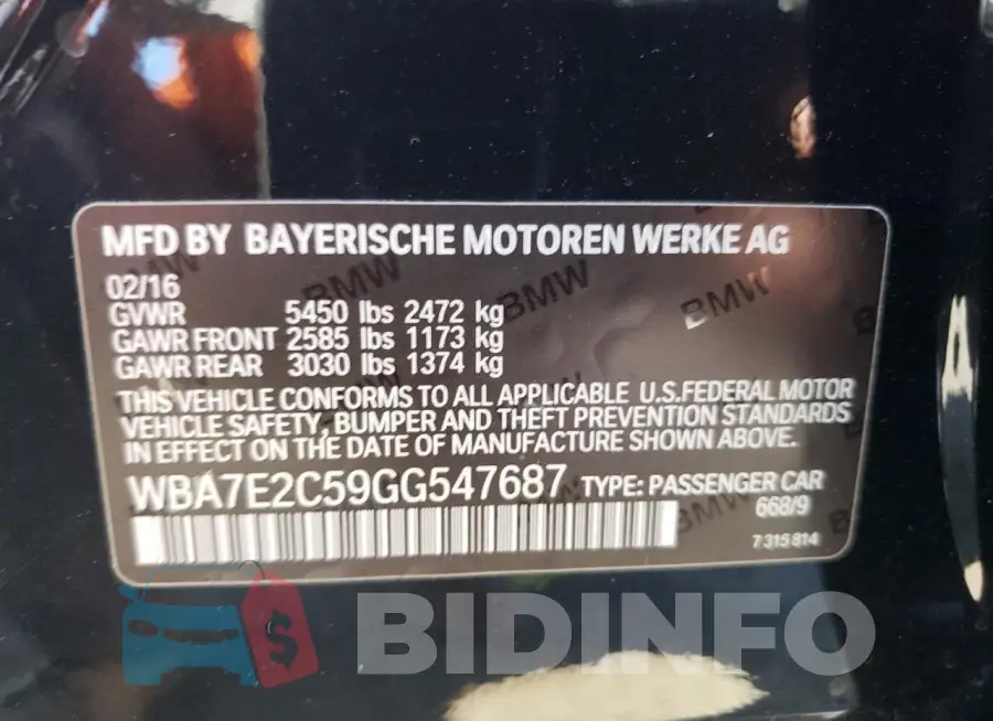 WBA7E2C59GG547687 Photo# 13