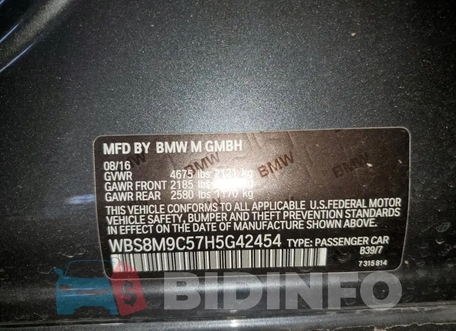 WBS8M9C57H5G42454 Photo# 12