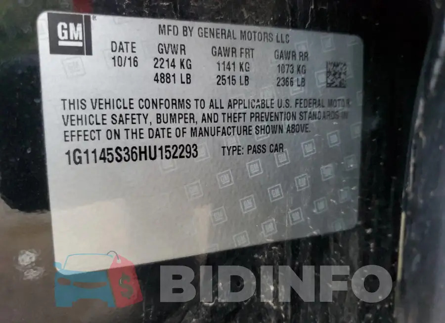 1G1145S36HU152293 Photo# 13