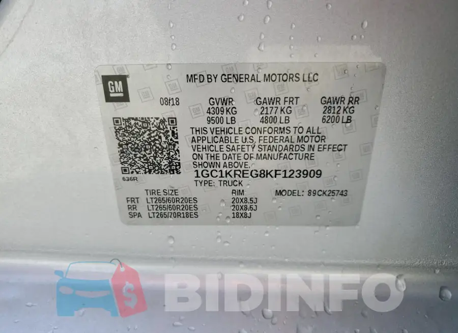 1GC1KREG8KF123909 Photo# 12